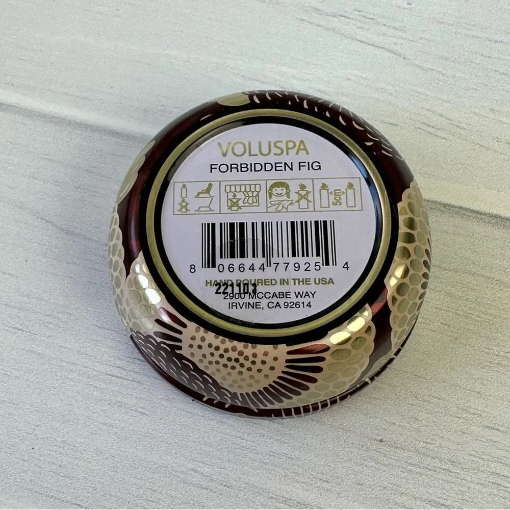 Voluspa Forbidden Fig Mini Votive Tin Candle 0.9 oz